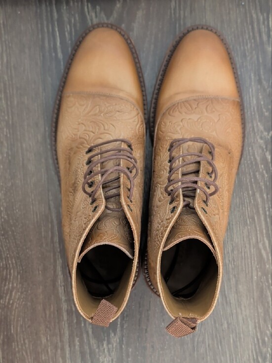 Men\'s Brown Embossed Leather Lace-Up Boots main image 6